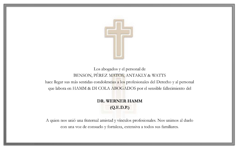 Lee más sobre el artículo Obituario Dr. Werner Hamm